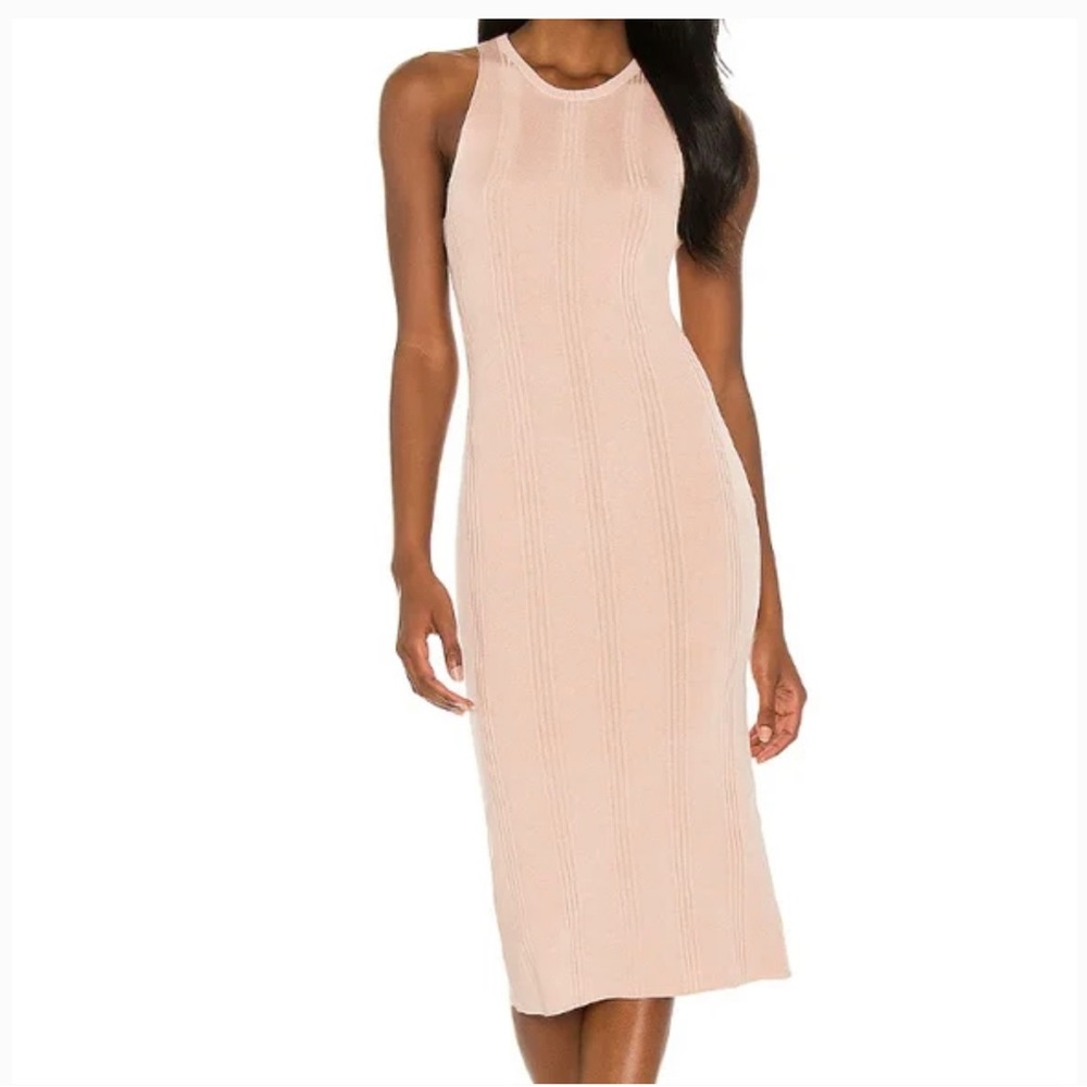 L’agence Shelby Ribbed Knit Midi Pink Dress‎